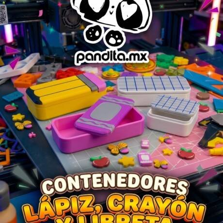Contenedores Lápiz, Crayón y Libreta con Adornos