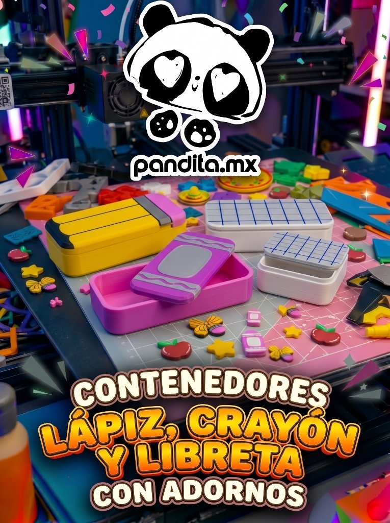 Contenedores Lápiz, Crayón y Libreta con Adornos