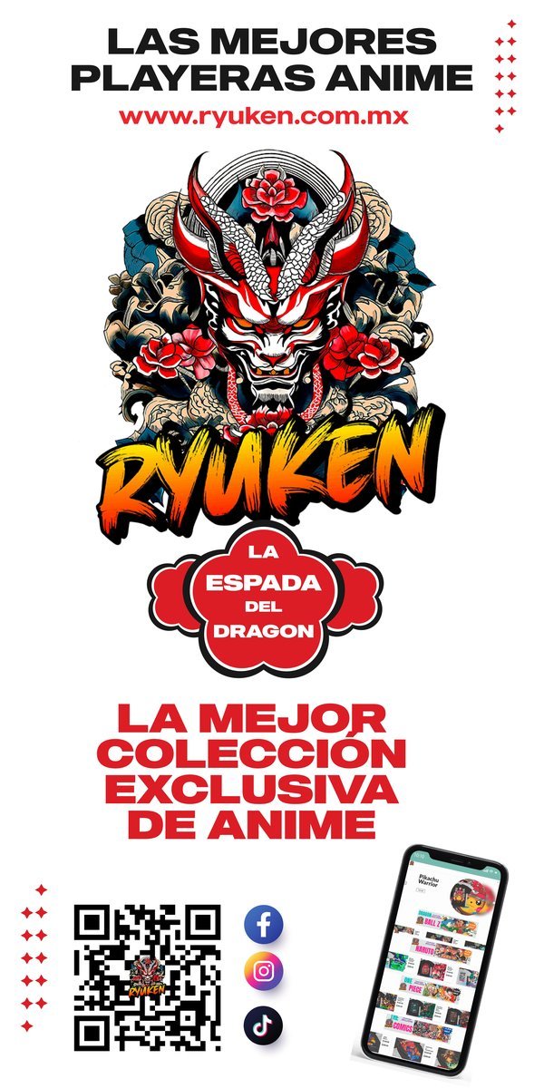 Diseño de lona 75 por 150 cm para la marca Ryuken