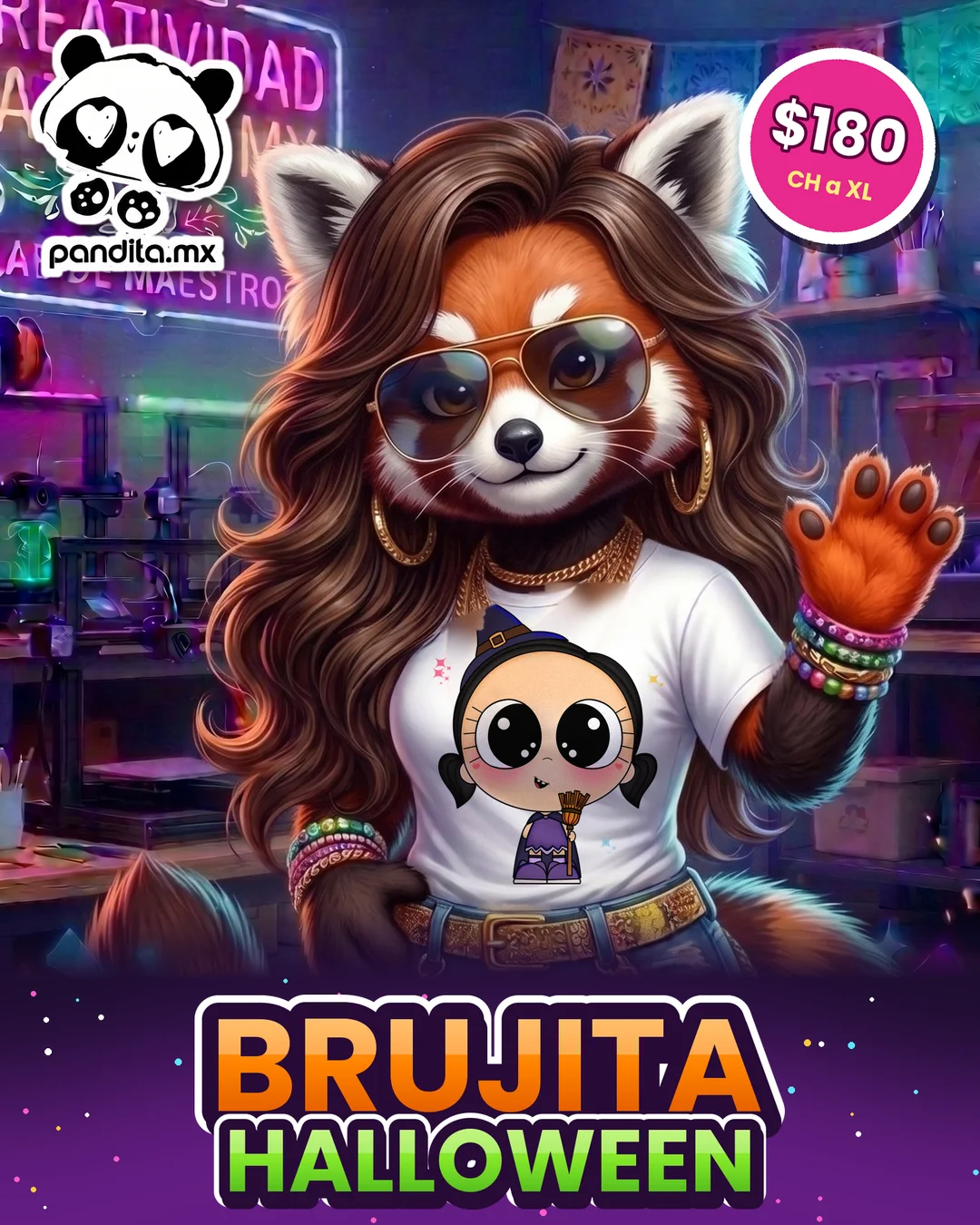 Playera Brujita Blanca modelo - pandita.mx