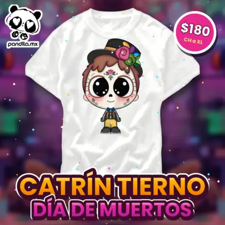Playera Catrín Tierno Blanca - pandita.mx