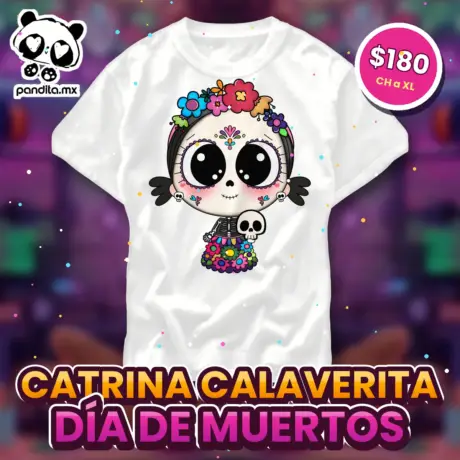 Playera Catrina Calaverita Blanca - pandita.mx