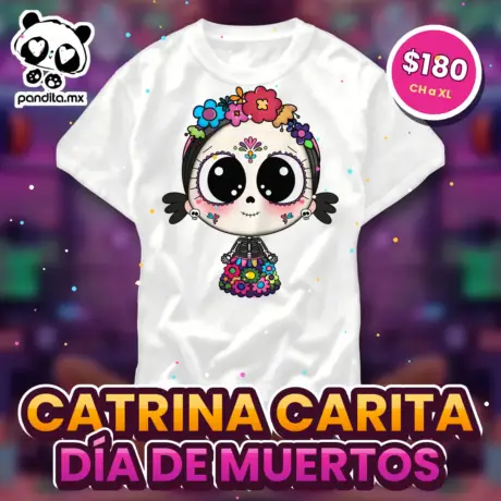 Playera Catrina Carita Blanca - pandita.mx