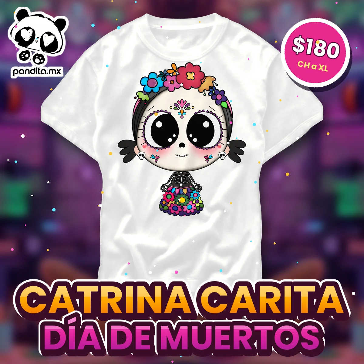 Playera Catrina Carita Blanca - pandita.mx