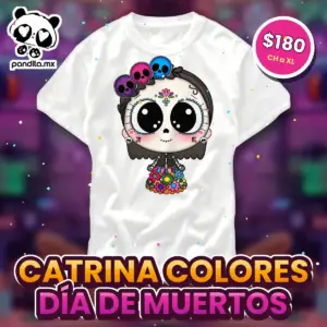 Playera Catrina Colores Blanca - pandita.mx