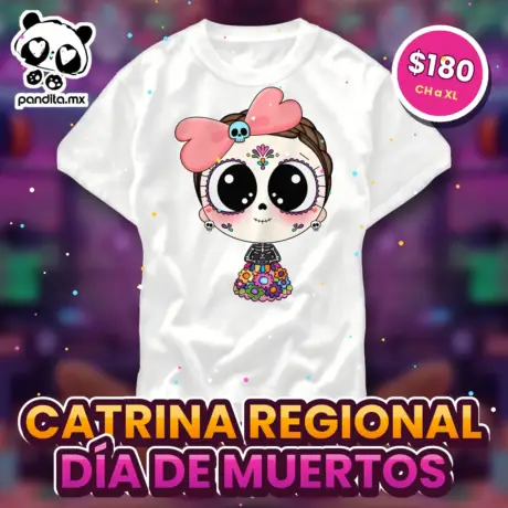 Playera Catrina Regional Blanca - pandita.mx