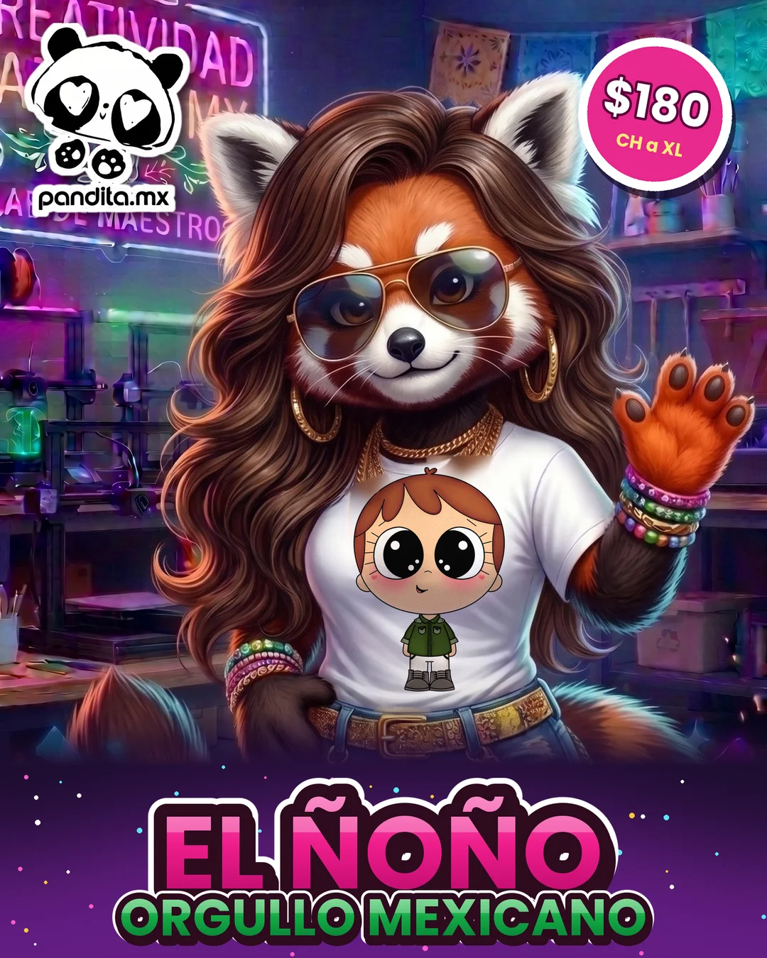 Playera El Ñoño Blanca modelo - pandita.mx