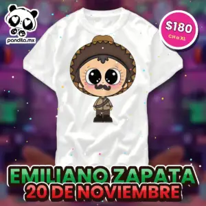 Playera Emiliano Zapata Blanca - pandita.mx