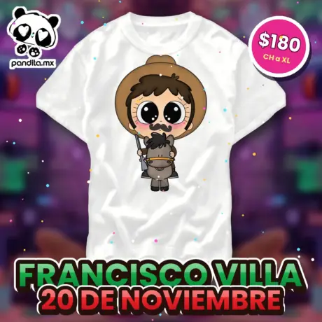 Playera Francisco Villa Blanca - pandita.mx