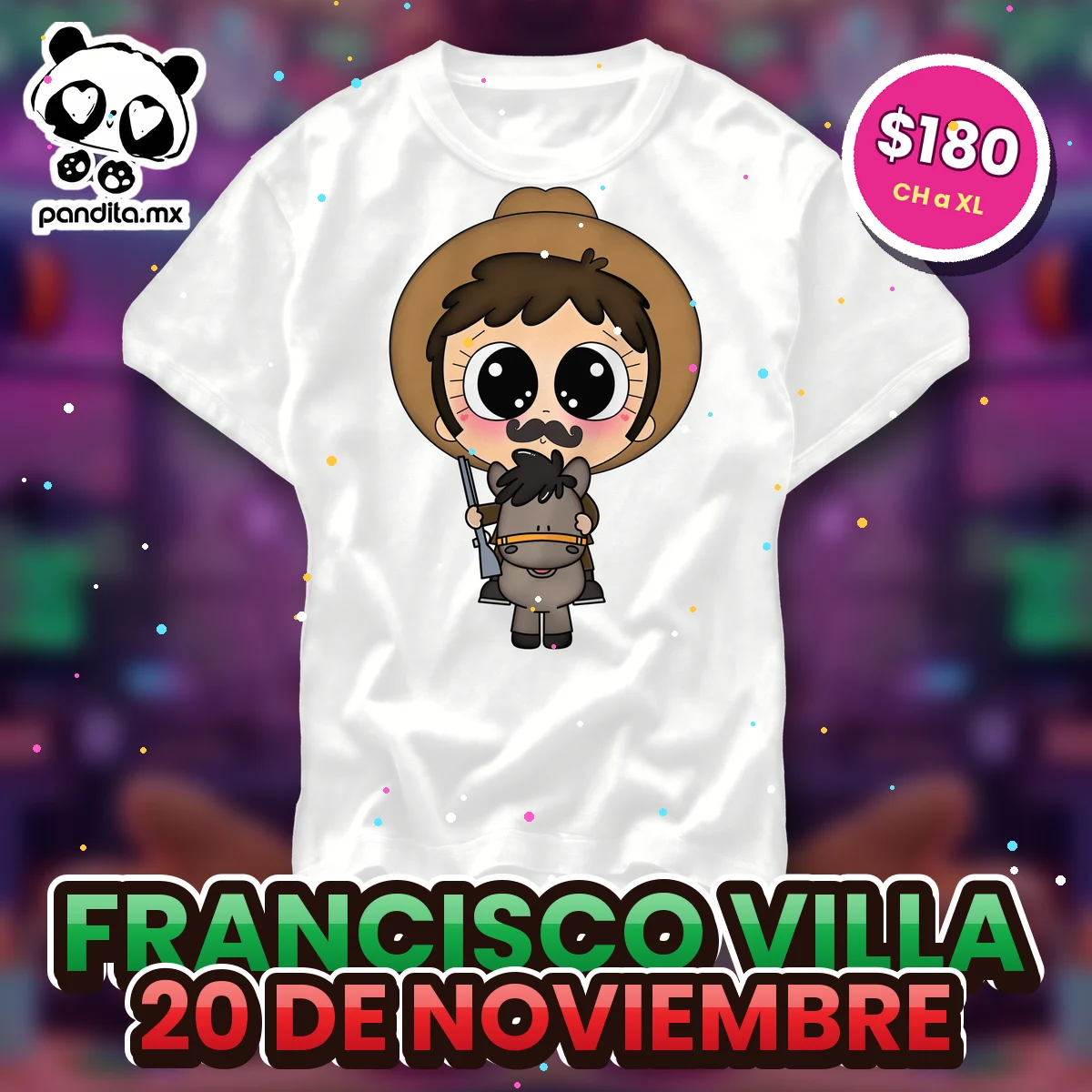 Playera Francisco Villa Blanca - pandita.mx