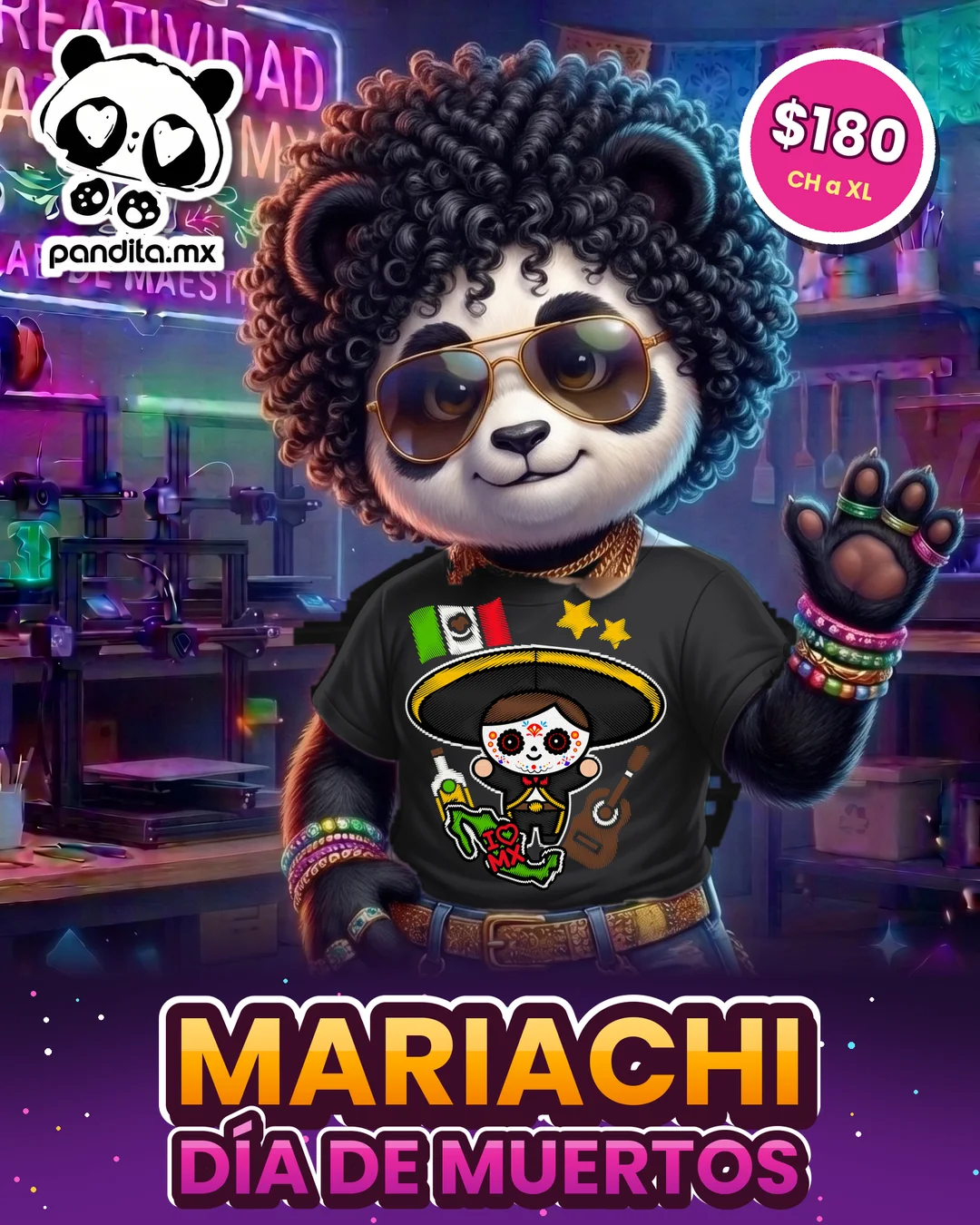 Playera Mariachi Negra modelo - pandita.mx