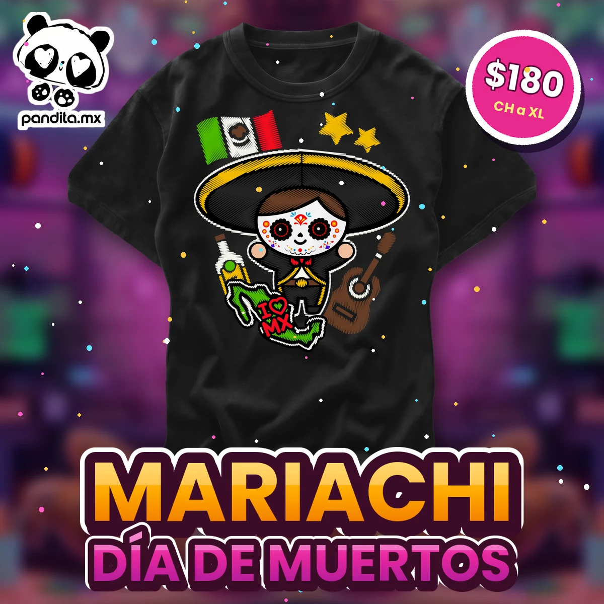 Playera Mariachi Negra - pandita.mx