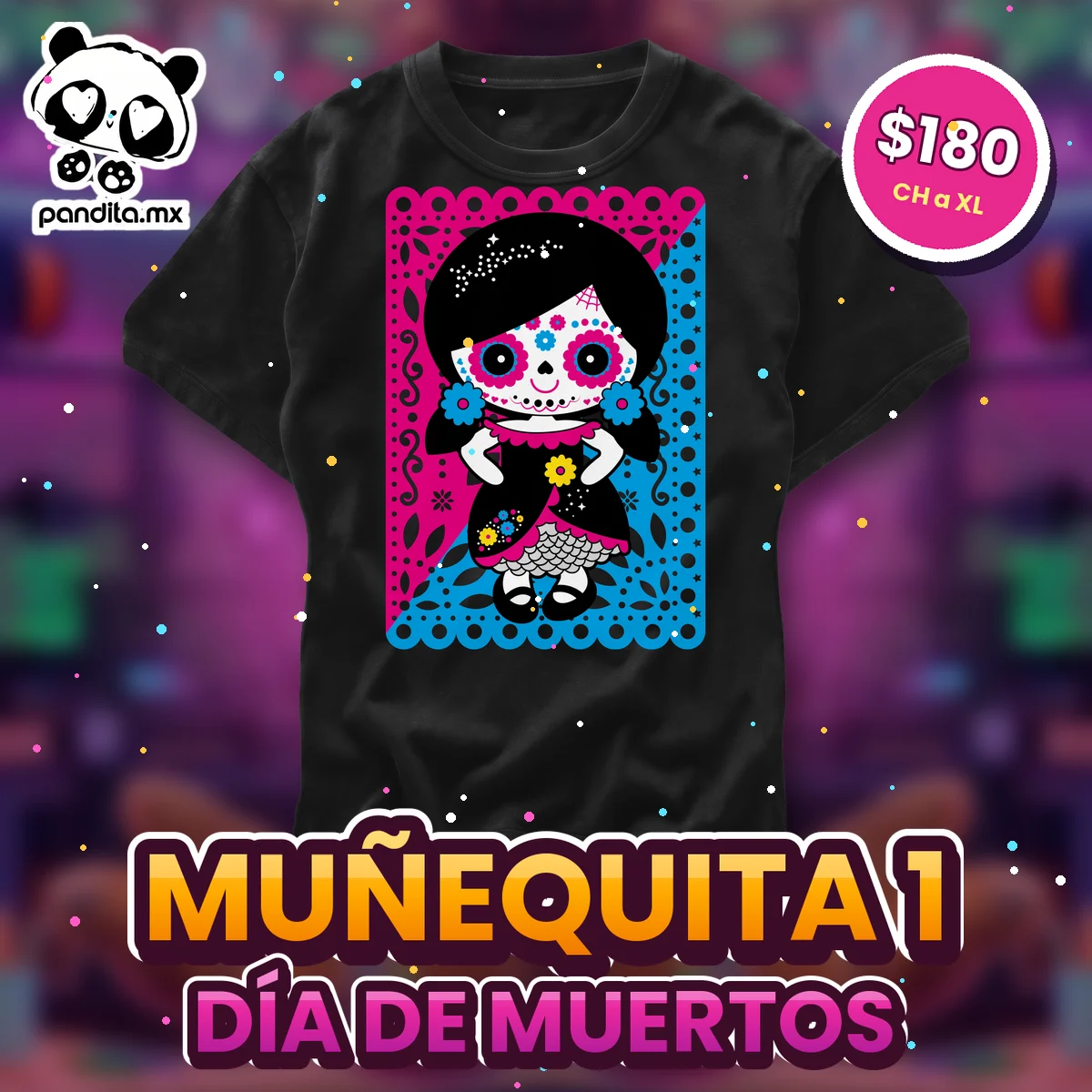 Playera Muñequita 1 Negra - pandita.mx
