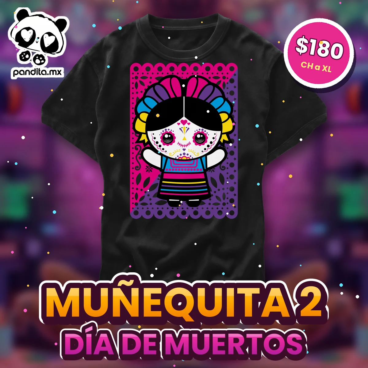 Playera Muñequita 2 Negra - pandita.mx