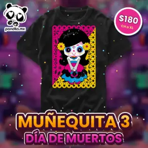 Playera Muñequita 3 Negra - pandita.mx