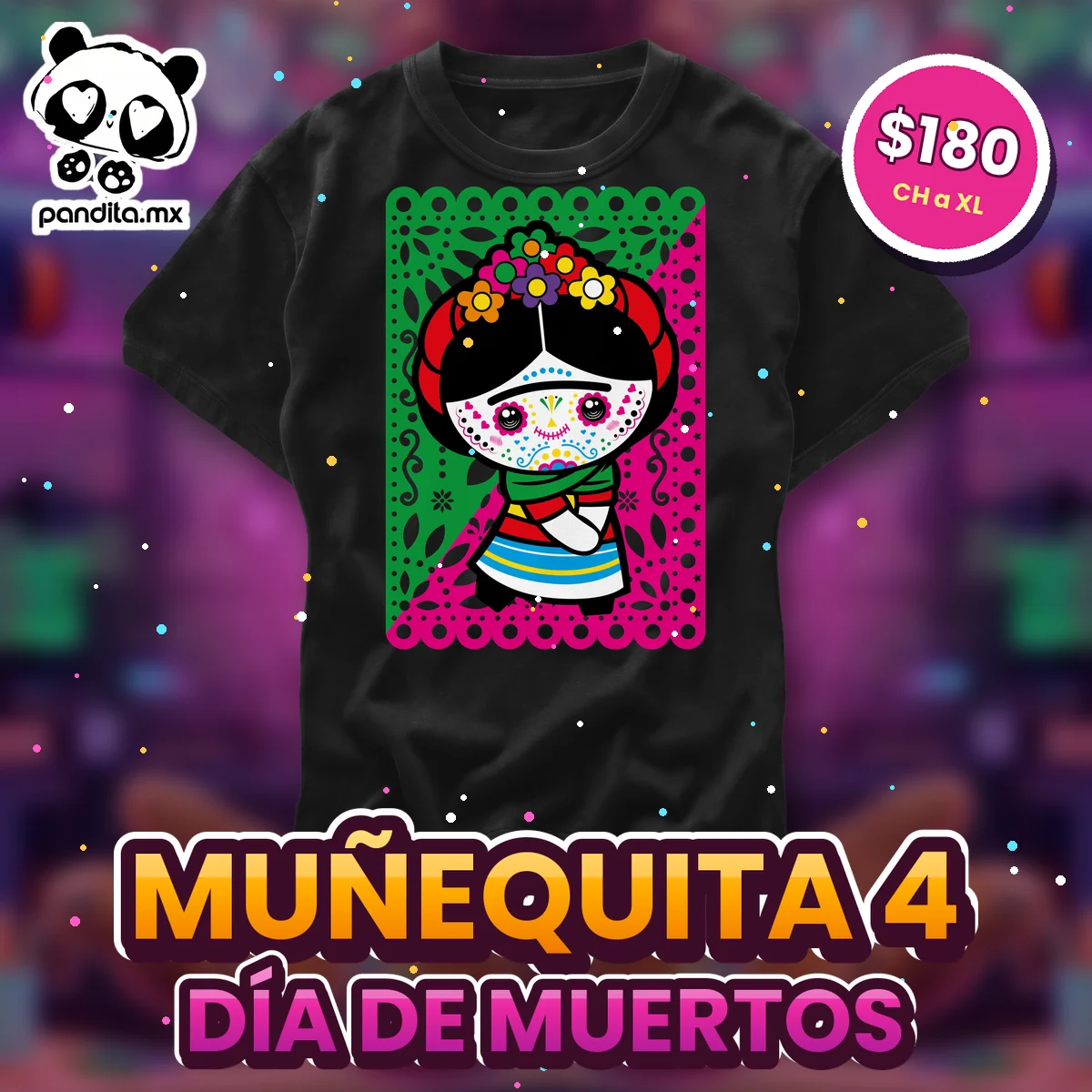 Playera Muñequita 4 Negra - pandita.mx