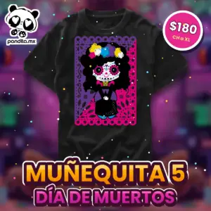 Playera Muñequita 5 Negra - pandita.mx