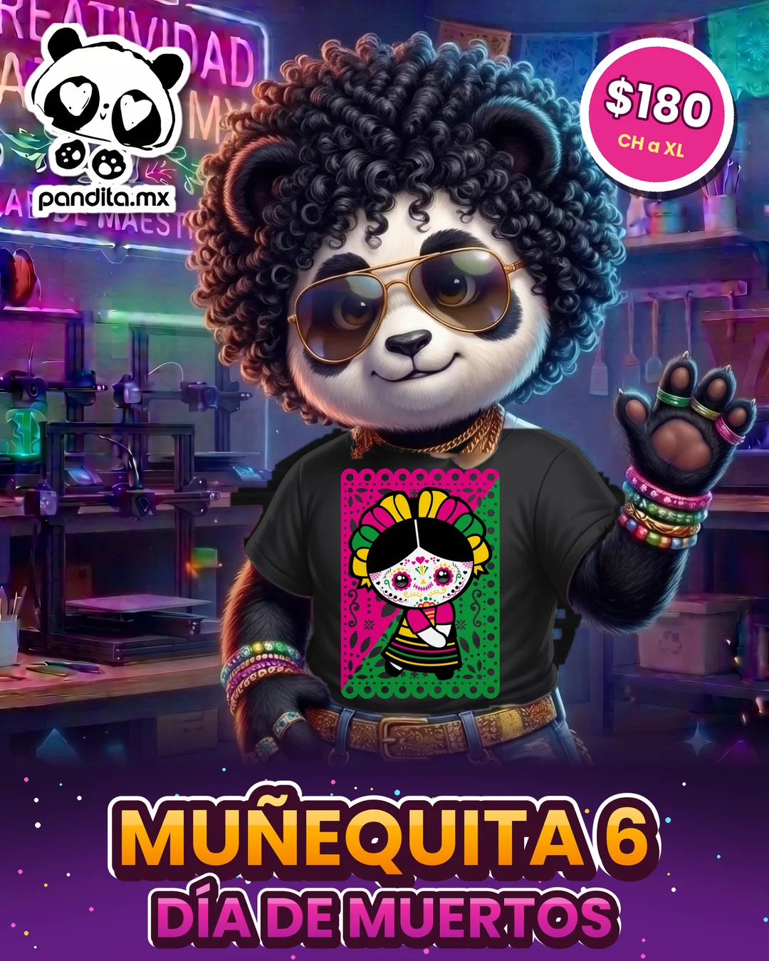 Playera Muñequita 6 Negra modelo - pandita.mx