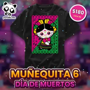 Playera Muñequita 6 Negra - pandita.mx