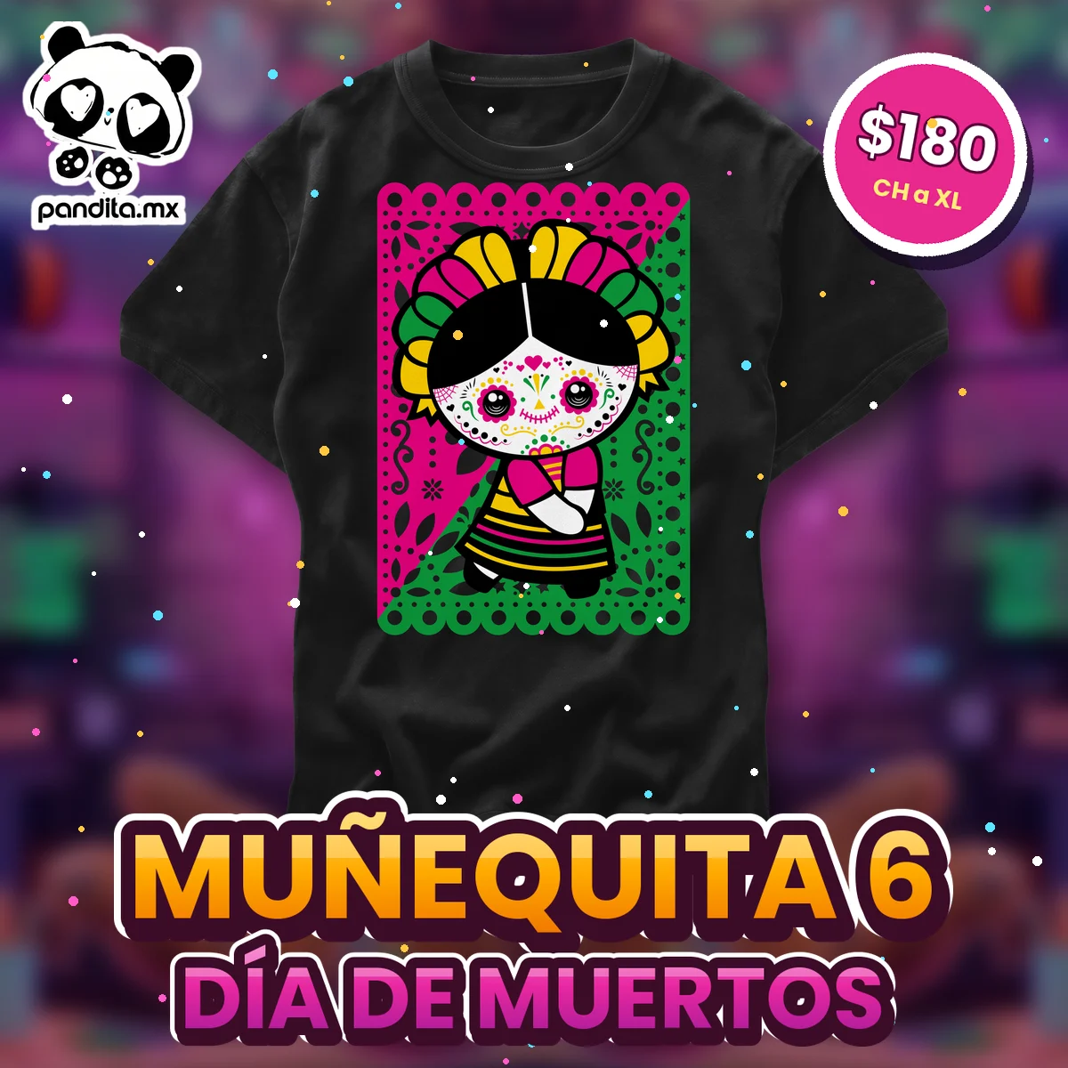 Playera Muñequita 6 Negra - pandita.mx
