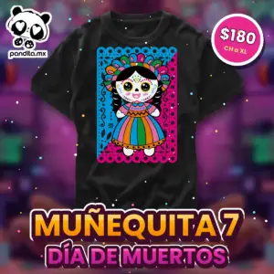 Playera Muñequita 7 Negra - pandita.mx