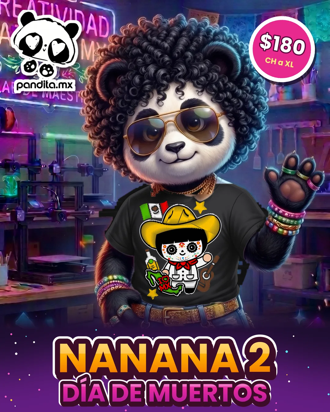 Playera Nanana 2 Negra modelo - pandita.mx