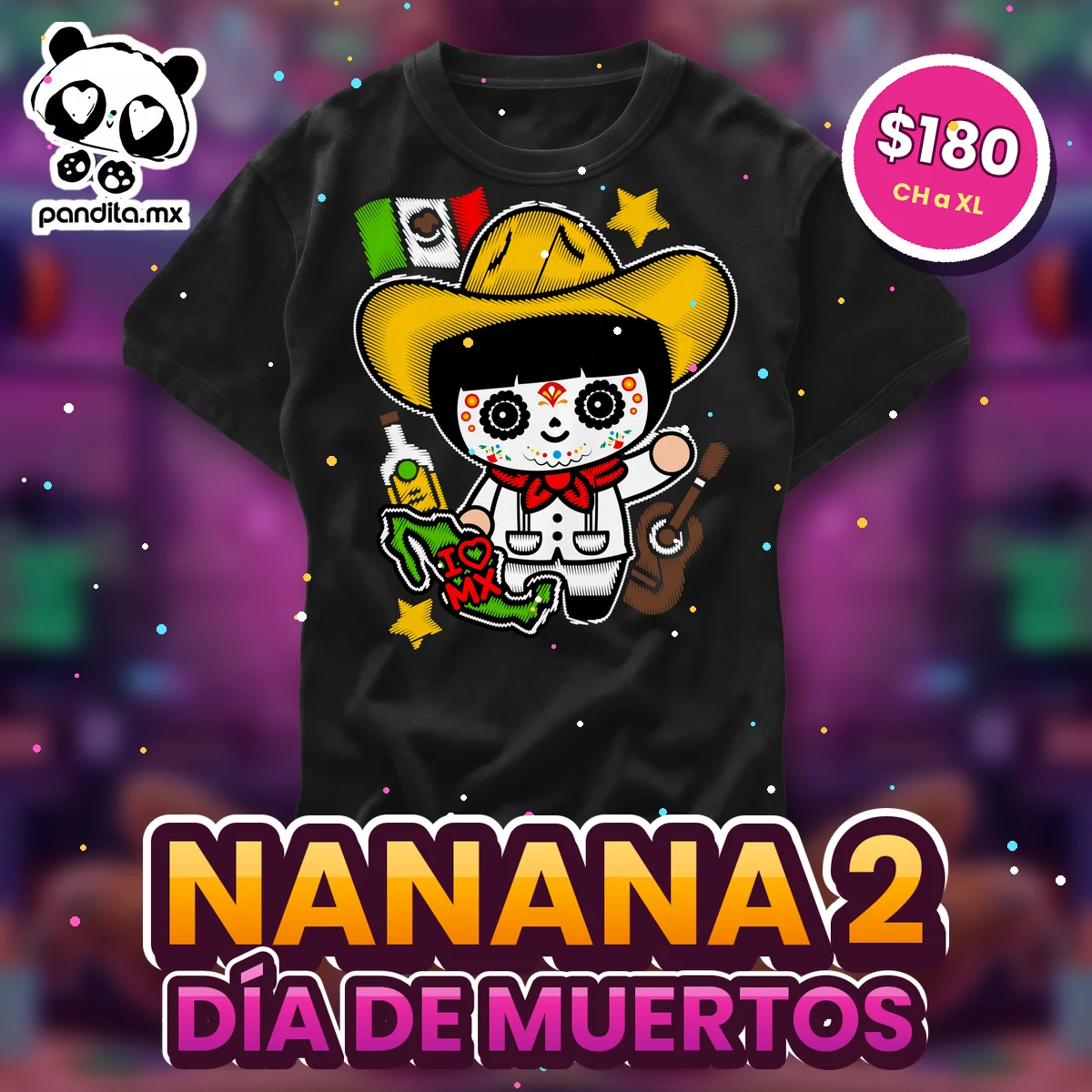 Playera Nanana 2 Negra - pandita.mx