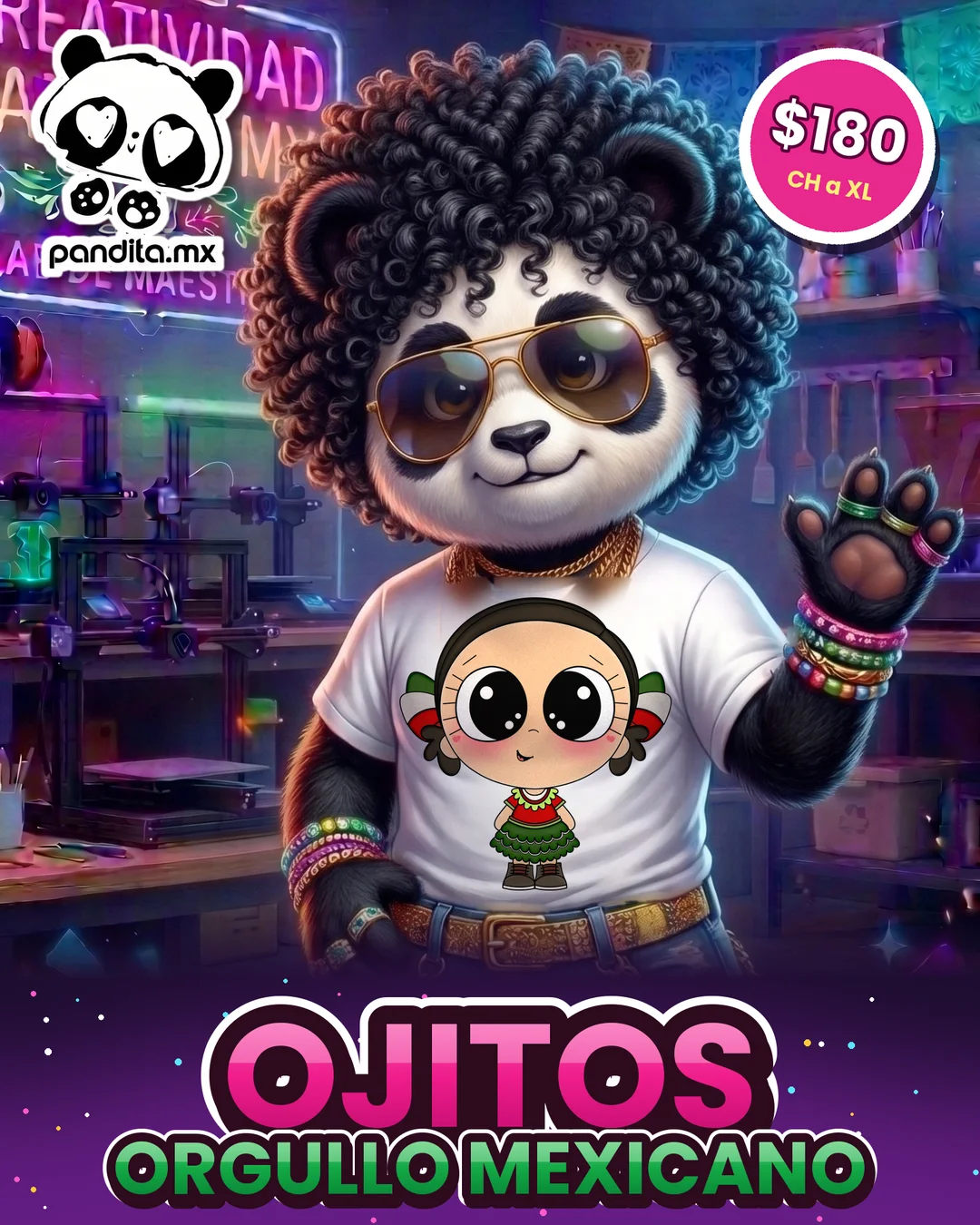 Playera Ojitos Blanca modelo - pandita.mx