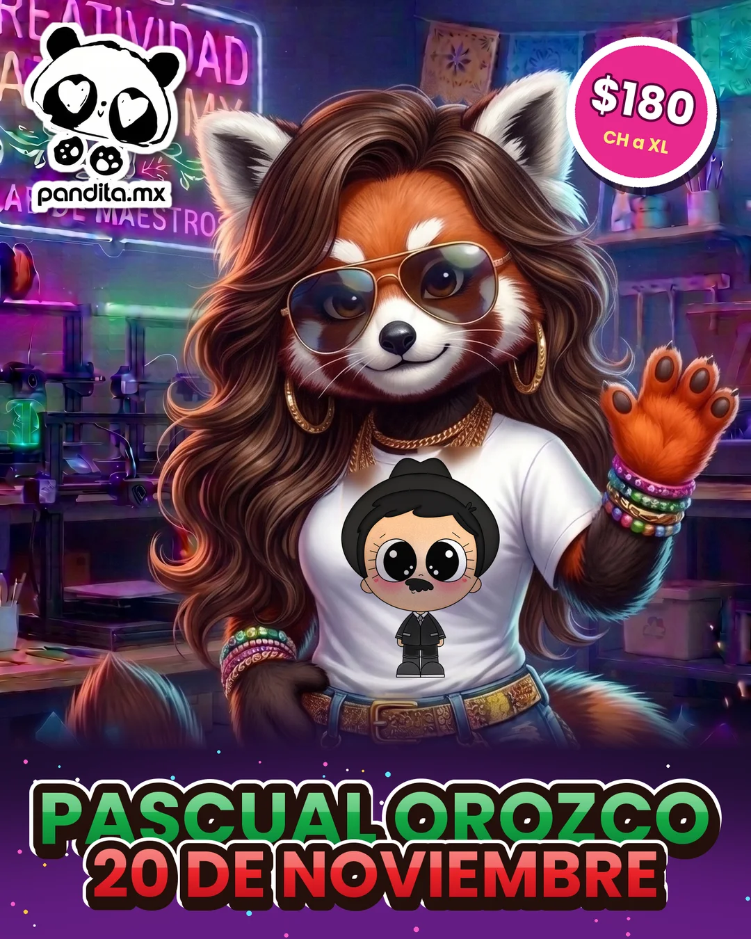 Playera Pascual Orozco Blanca modelo - pandita.mx