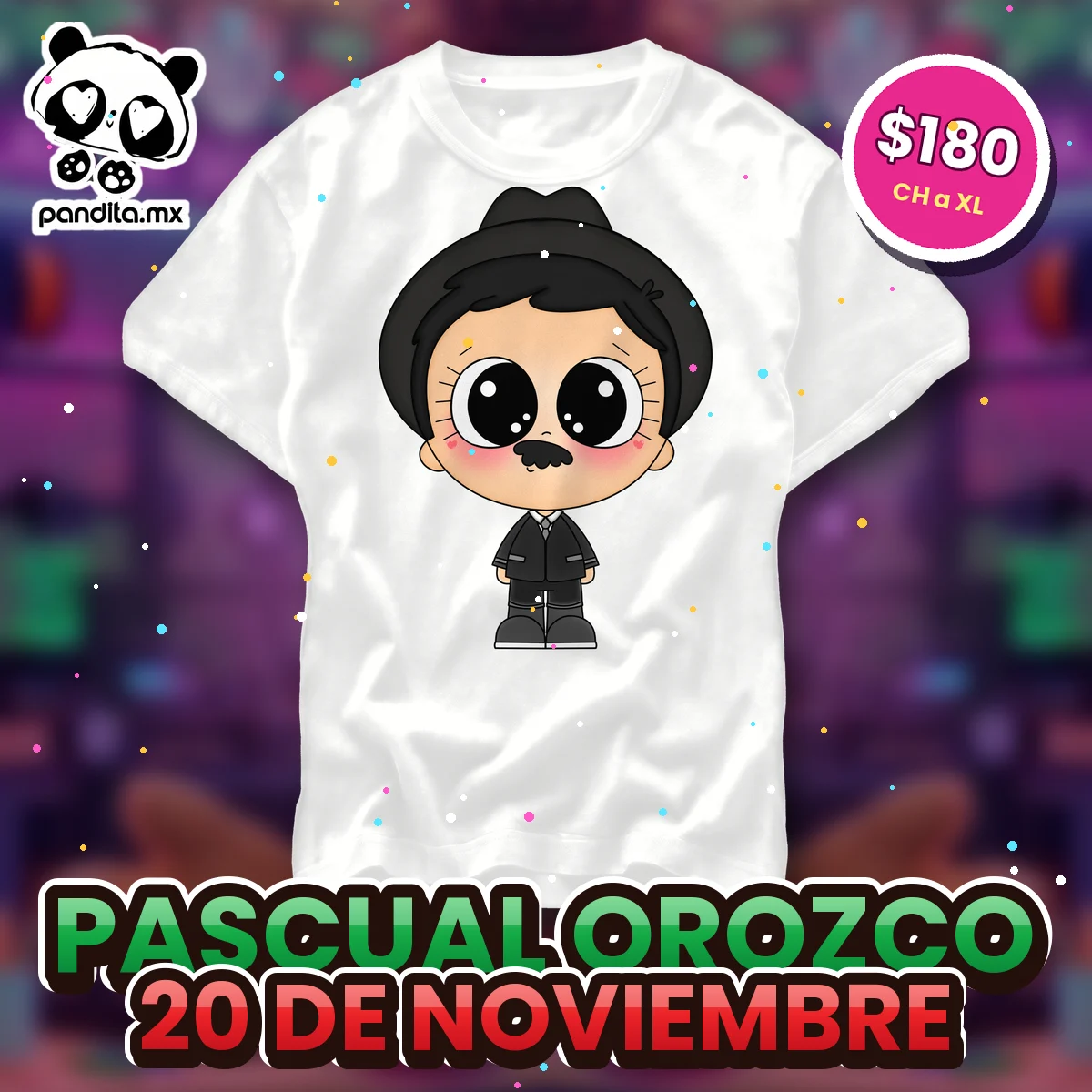 Playera Pascual Orozco Blanca - pandita.mx
