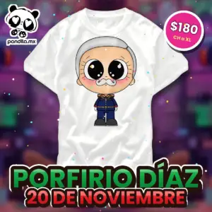 Playera Porfirio Díaz Blanca - pandita.mx