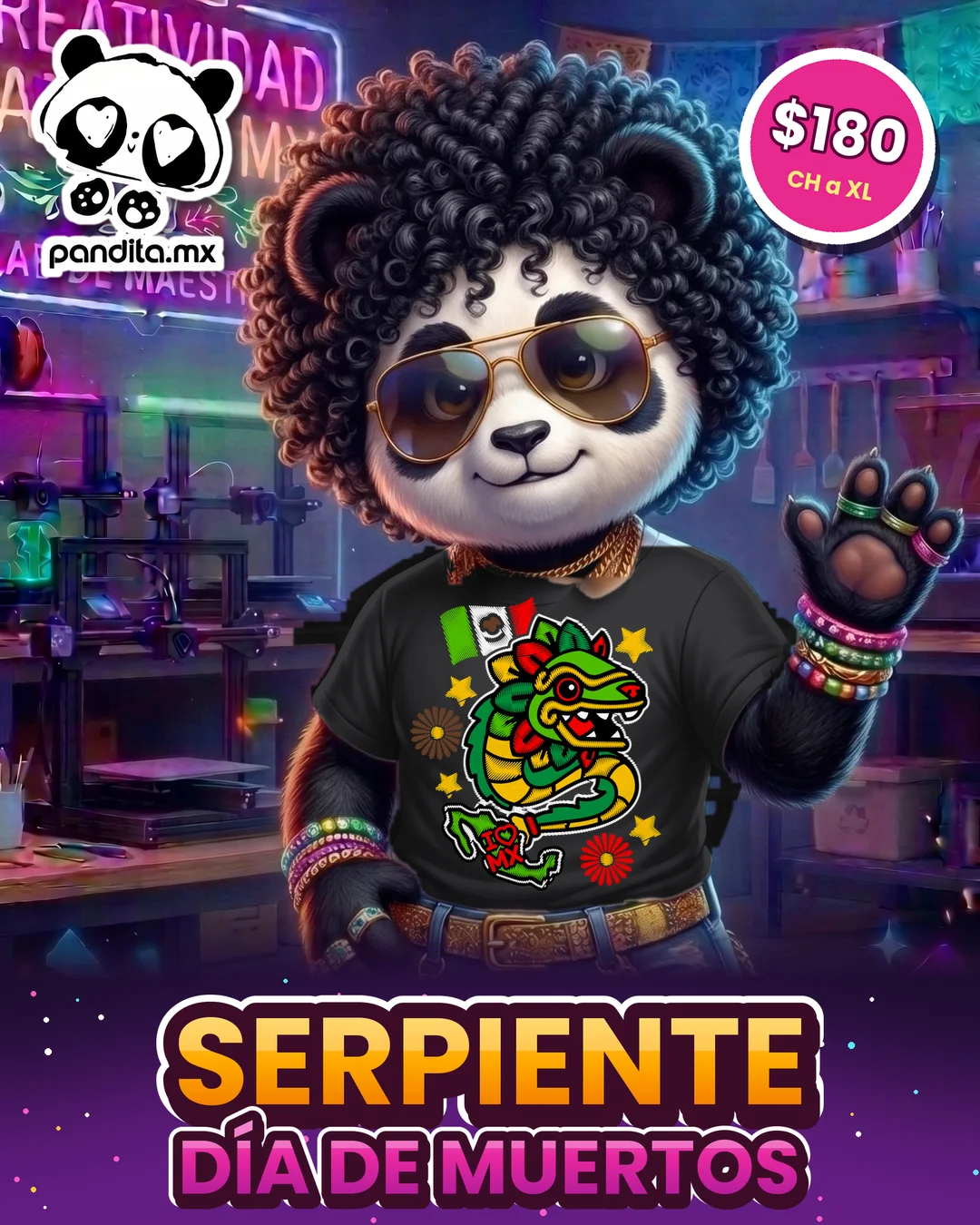 Playera Serpiente Negra modelo - pandita.mx