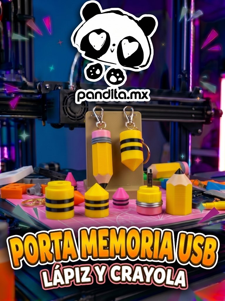Porta Memoria USB Lápiz y Crayola